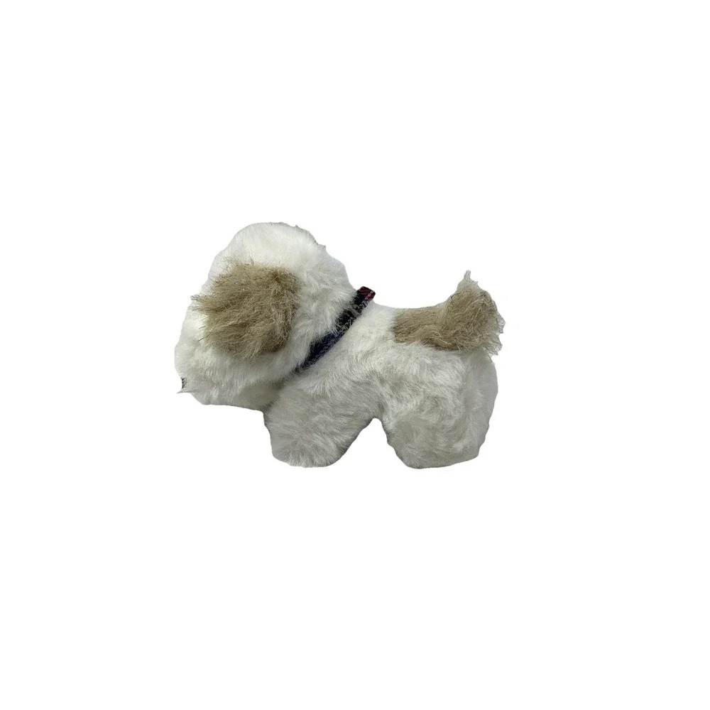 Ajena France Fluffy White Puppy Dog Plush On Leash 7.5